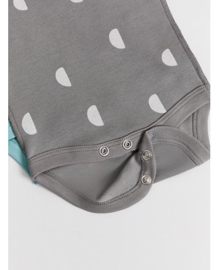 Боди горошки на бирюзе +дольки на сером