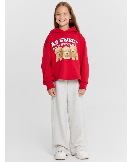 Худи рубиново -красный +печать