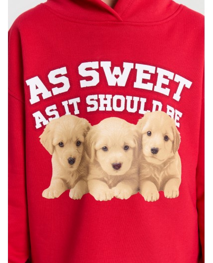 Худи рубиново -красный +печать