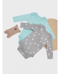 Боди горошки на бирюзе +дольки на сером