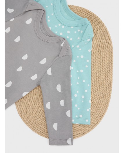 Боди горошки на бирюзе +дольки на сером