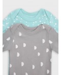 Боди горошки на бирюзе +дольки на сером