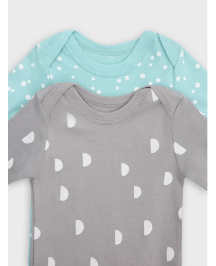 Боди горошки на бирюзе +дольки на сером