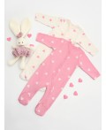 Комбинезон сердечки на молоке +сердечки на розовом