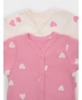 Комбинезон сердечки на молоке +сердечки на розовом