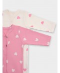Комбинезон сердечки на молоке +сердечки на розовом