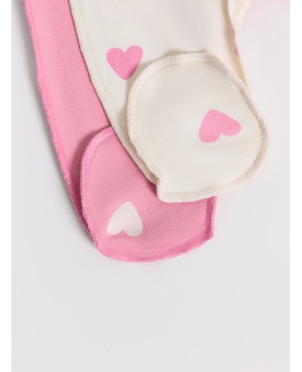 Комбинезон сердечки на молоке +сердечки на розовом