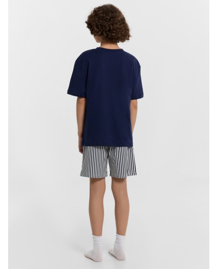 Комплект т.синий +синяя полоска на белом