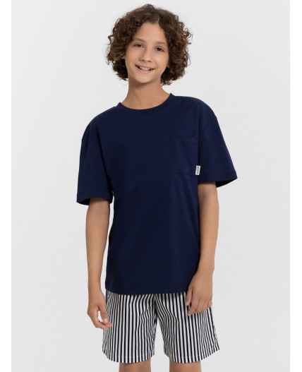 Комплект т.синий +синяя полоска на белом