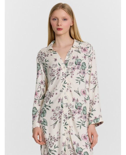 Платье домашнее цветы на св.молочном1