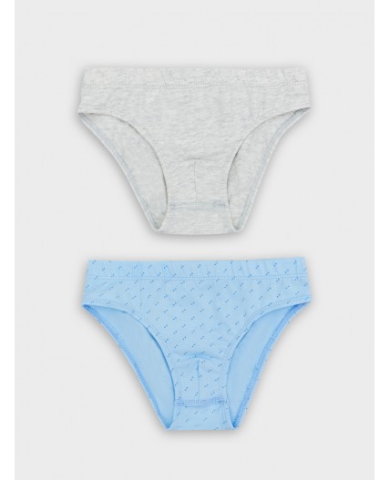 Трусы серый меланж 4306-А +синие точки на голубом