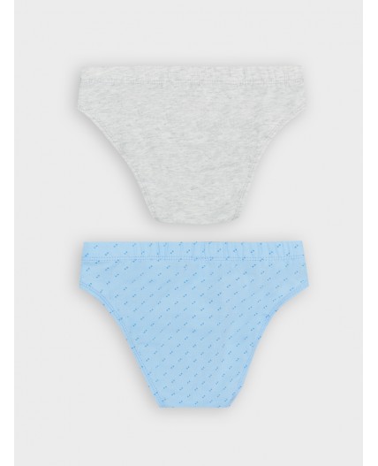 Трусы серый меланж 4306-А +синие точки на голубом