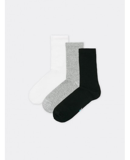 Носки белый/ серый меланж/ черный