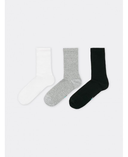 Носки белый/ серый меланж/ черный