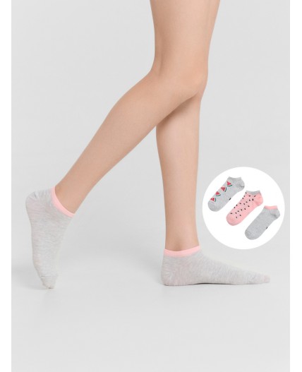 Носки св.серый меланж /розовый/
