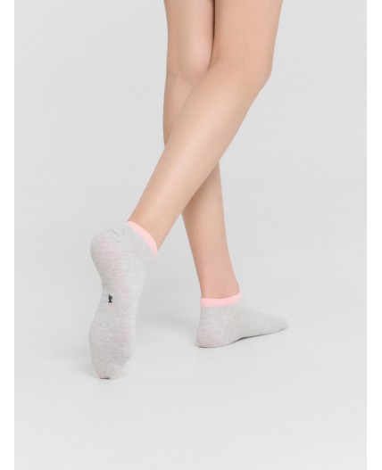 Носки св.серый меланж /розовый/