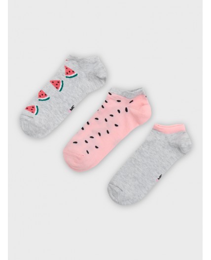 Носки св.серый меланж /розовый/