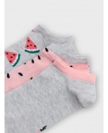 Носки св.серый меланж /розовый/