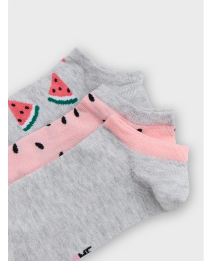 Носки св.серый меланж /розовый/
