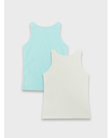 Топ молочный +горох на бирюзе