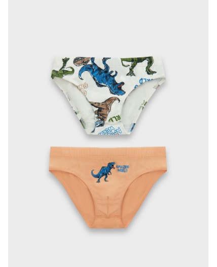Трусы персик +динозавры на молочном