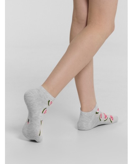 Носки св.серый меланж /лиловый/