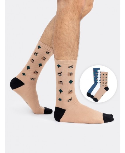 Носки капучино /белый /джинсовый