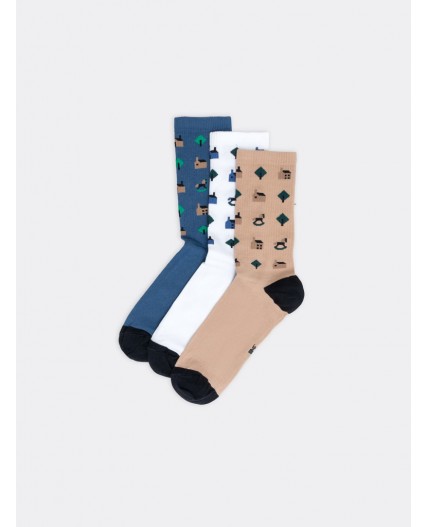 Носки капучино /белый /джинсовый