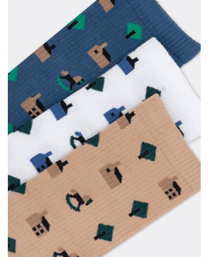 Носки капучино /белый /джинсовый