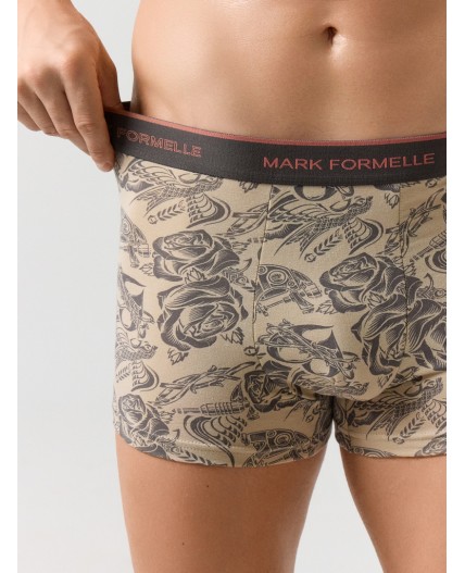 Трусы зелено -голубой +тату на бежевом