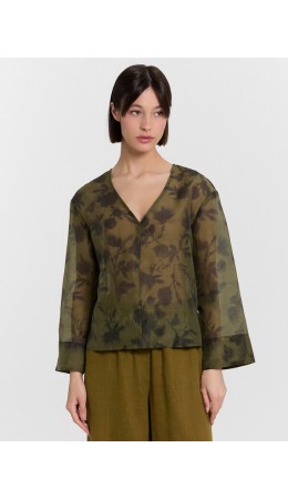 Блузка акварельные цветы на пихте