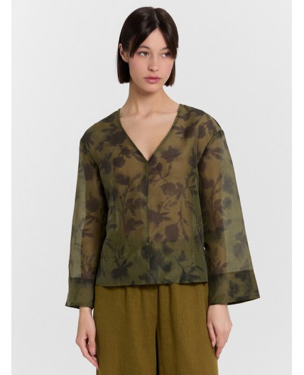 Блузка акварельные цветы на пихте