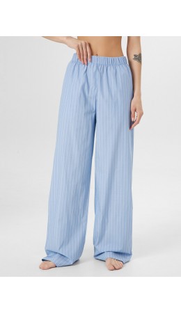 Брюки белые полосы на т.голубом
