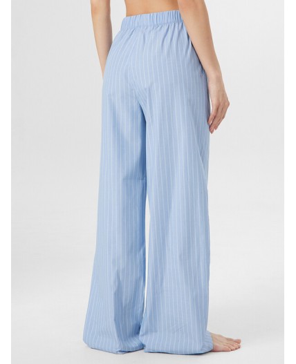 Брюки белые полосы на т.голубом