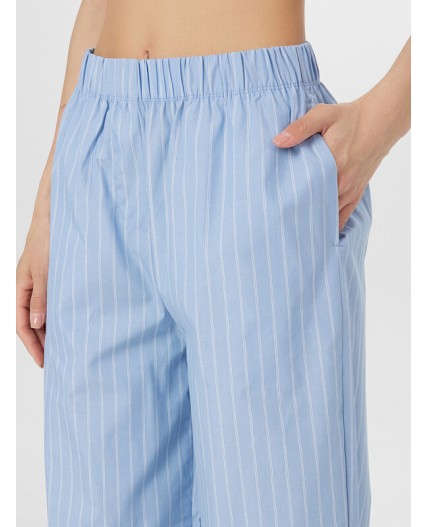 Брюки белые полосы на т.голубом