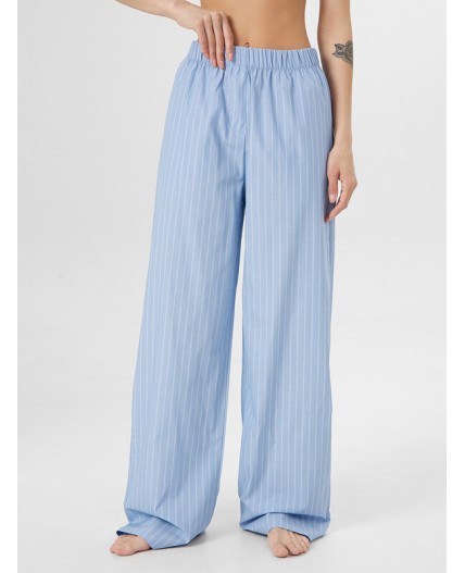 Брюки белые полосы на т.голубом