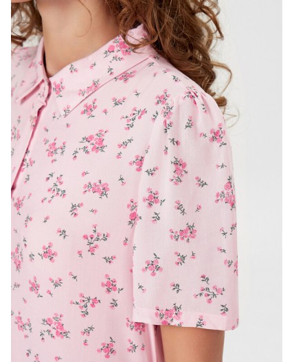 Платье мелкий цветочек на розовом