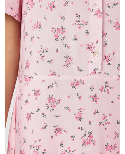Платье мелкий цветочек на розовом