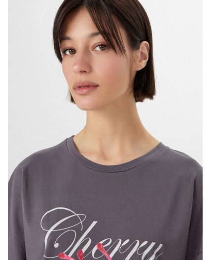 Туника серый дым +печать