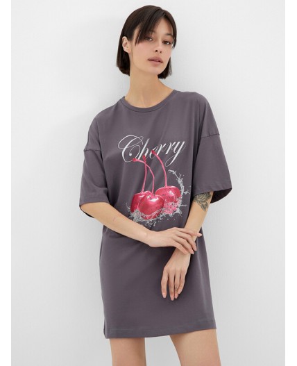 Туника серый дым +печать