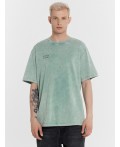 Футболка ACID WASH бирюзовый +печать