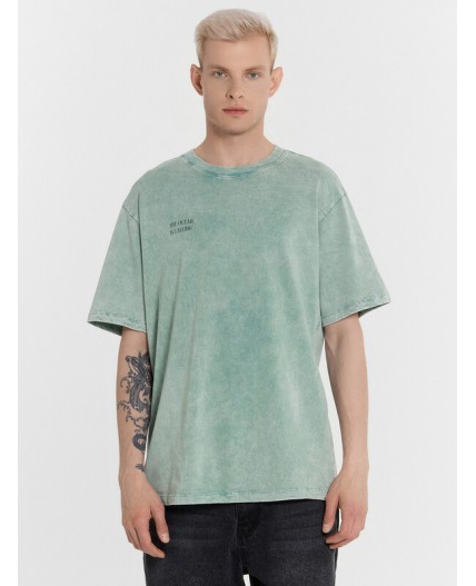 Футболка ACID WASH бирюзовый +печать