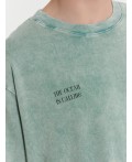 Футболка ACID WASH бирюзовый +печать
