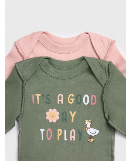 Боди св.розовый +зеленый +печать