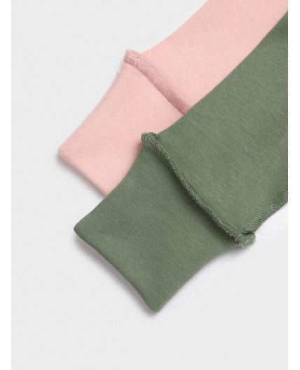 Боди св.розовый +зеленый +печать