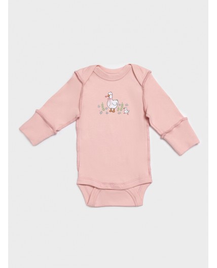 Боди св.розовый +зеленый +печать