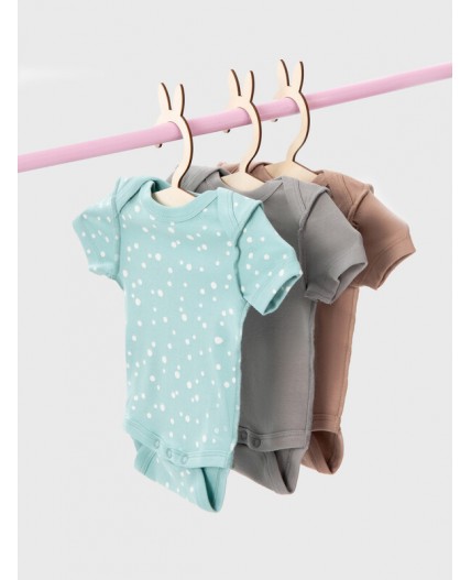 Боди имбирный +горошки на бирюзе +серый