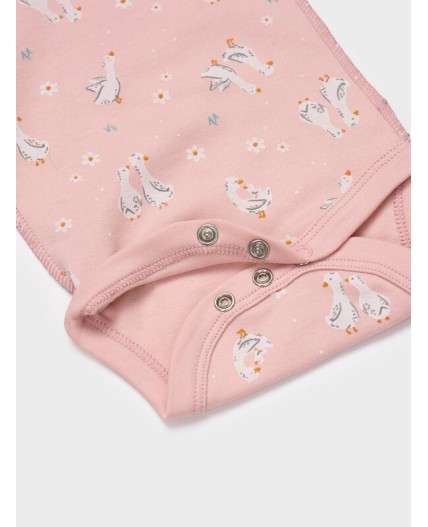 Боди уточки на св.розовом +розовый +зеленый