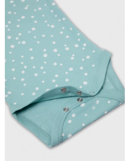 Боди имбирный +горошки на бирюзе +серый