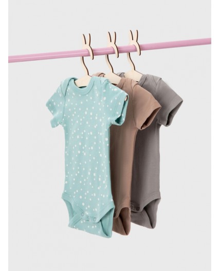 Боди имбирный +горошки на бирюзе +серый